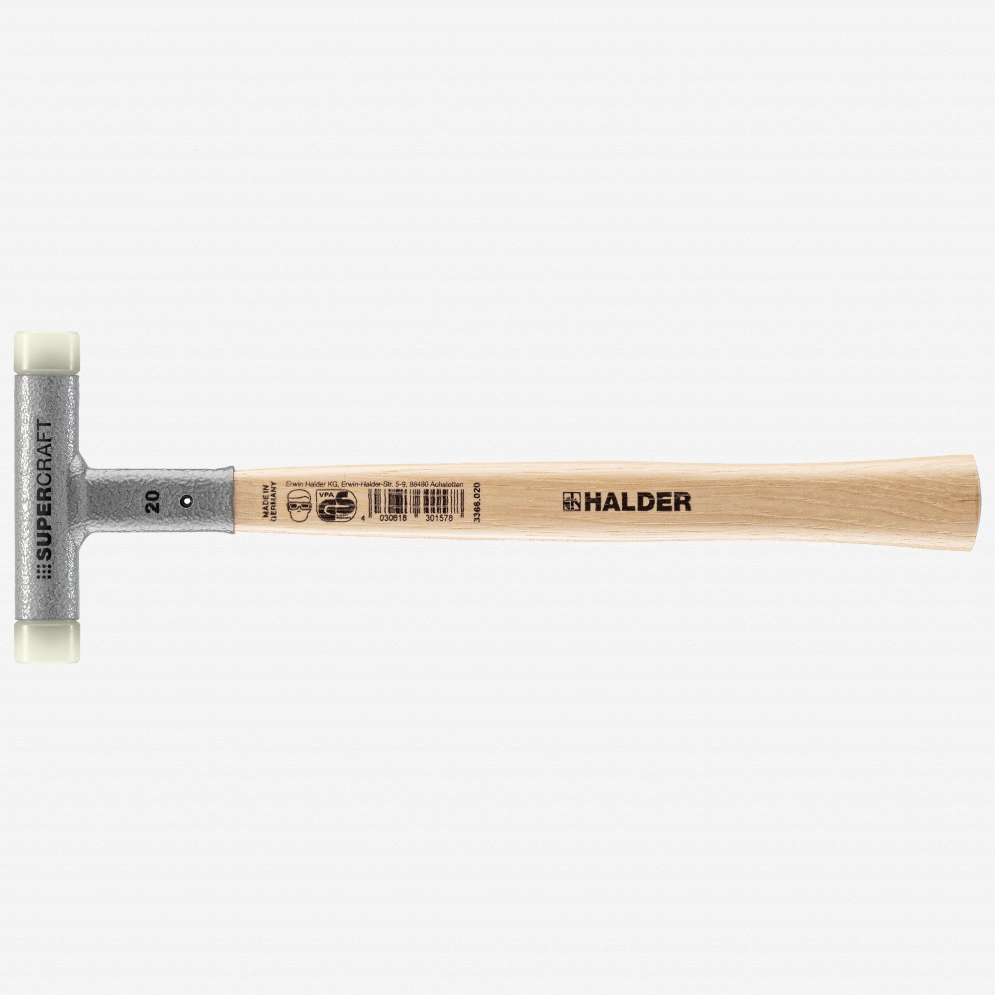 Halder Supercraft Dead Blow, Non-Rebounding Mallet with Nylon Face Inserts and Steel Housing, 0.79" / 8.64 oz.
