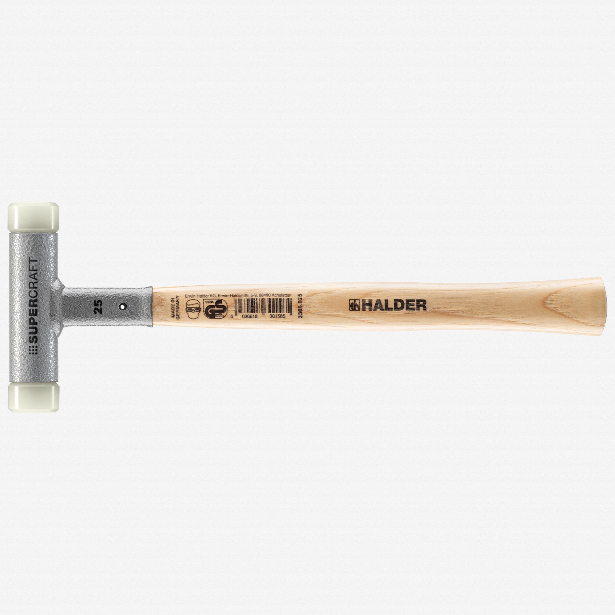 Halder Supercraft Dead Blow, Non-Rebounding Mallet with Nylon Face Inserts and Steel Housing, 0.98" / 11.46 oz.