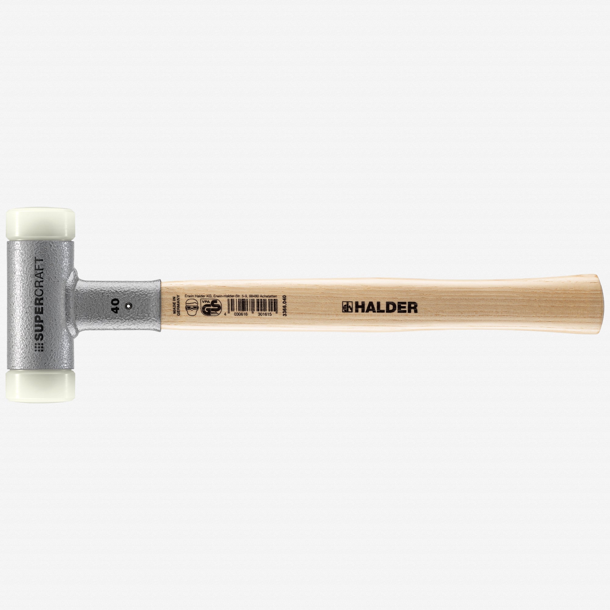Halder Supercraft Dead Blow, Non-Rebounding Mallet with Nylon Face Inserts and Steel Housing, 1.57" / 25.22 oz.