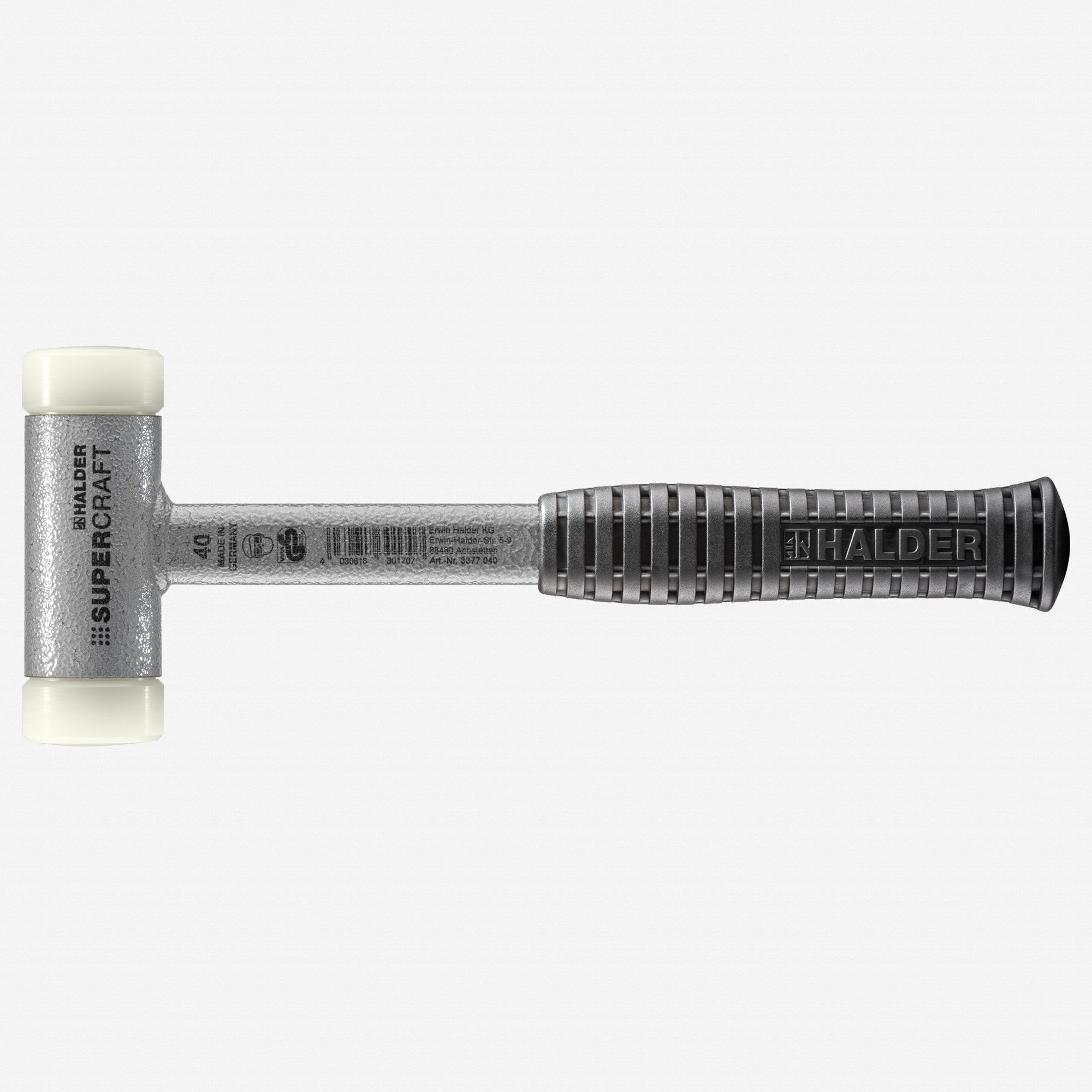 Halder Supercraft Dead Blow, Non-Rebounding Mallet with Nylon Face Inserts and Steel Housing, 1.57" / 28.4 oz.