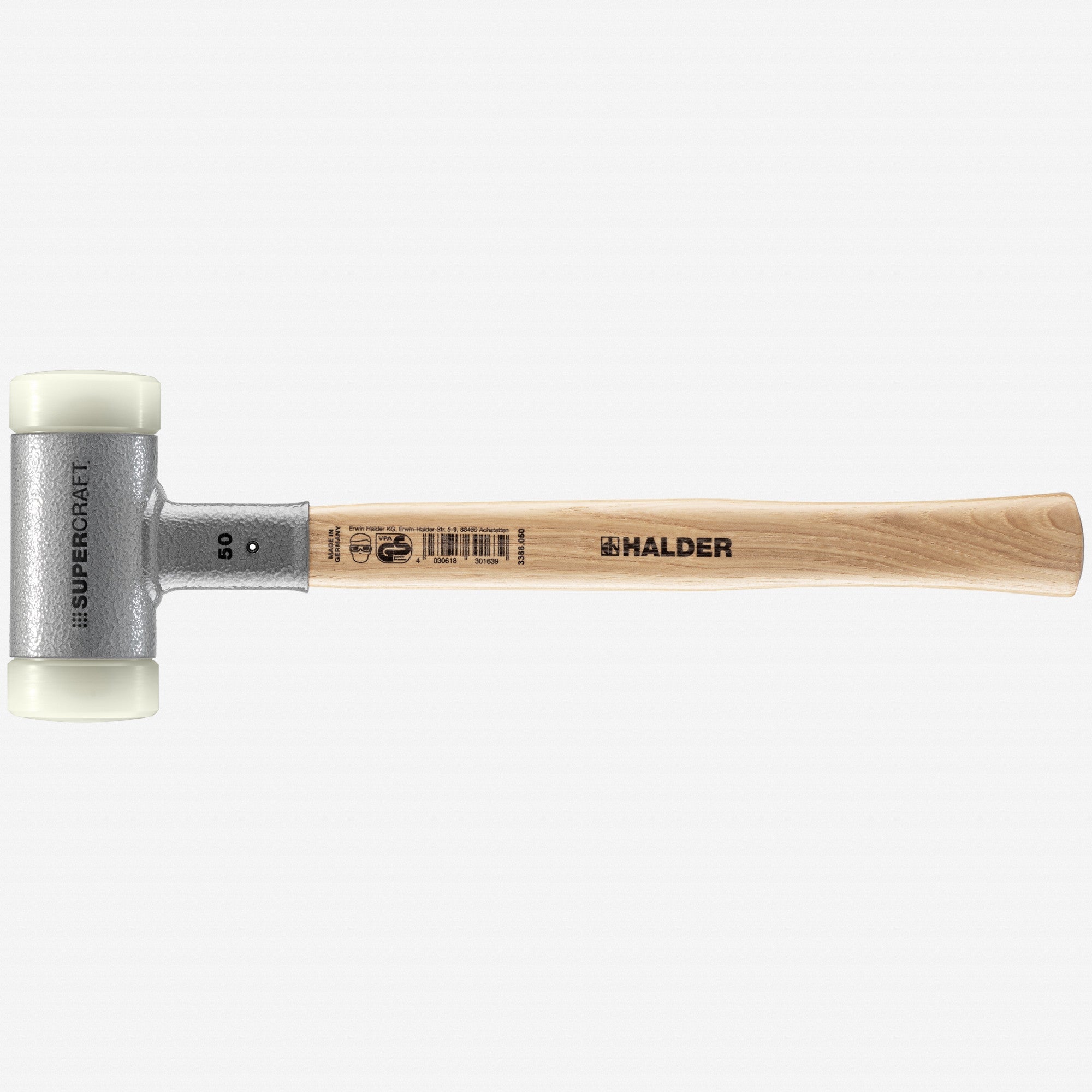 Halder Supercraft Dead Blow, Non-Rebounding Mallet with Nylon Face Inserts and Steel Housing, 1.97" / 34.92 oz.