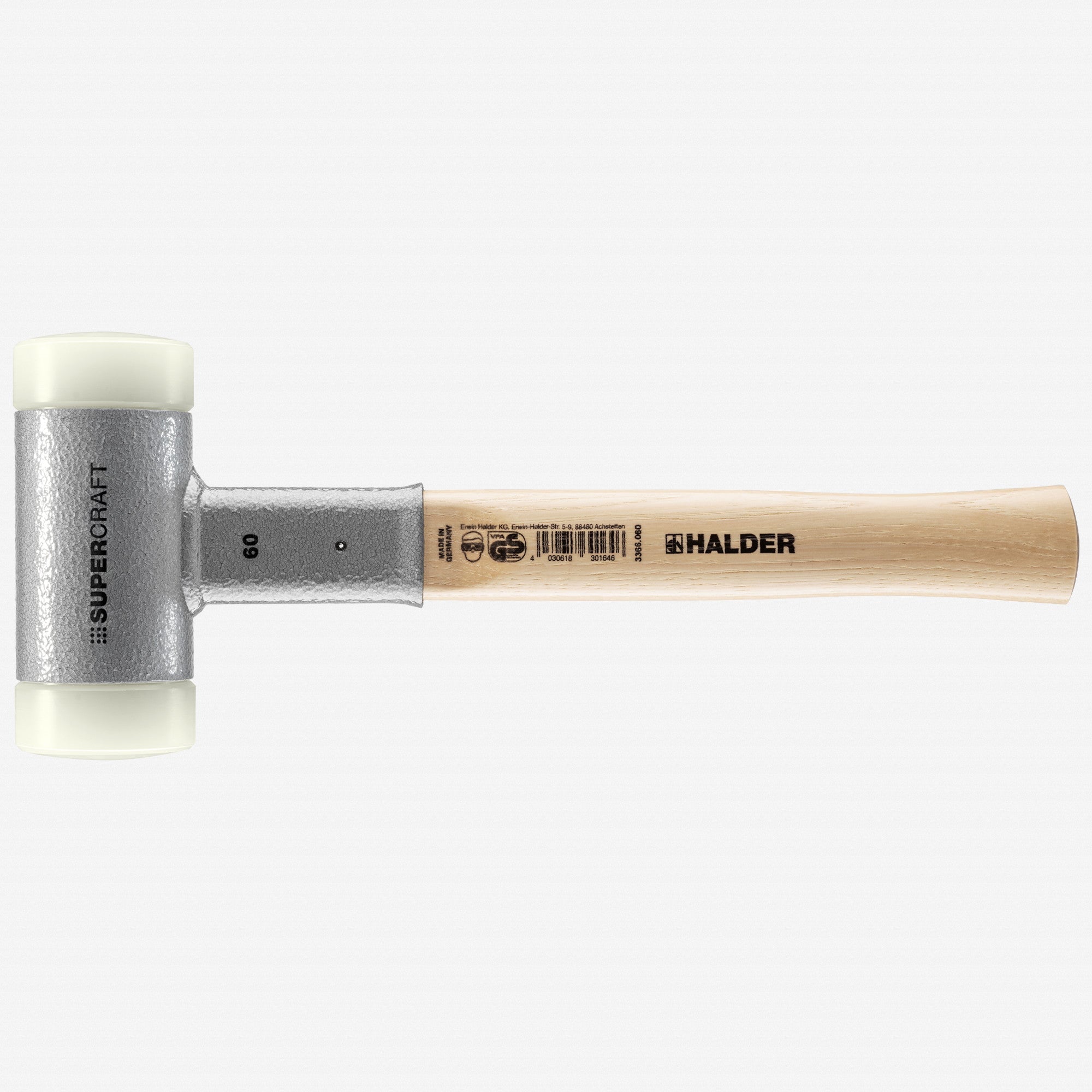 Halder Supercraft Dead Blow, Non-Rebounding Mallet with Nylon Face Inserts and Steel Housing, 2.36" / 60.14 oz.