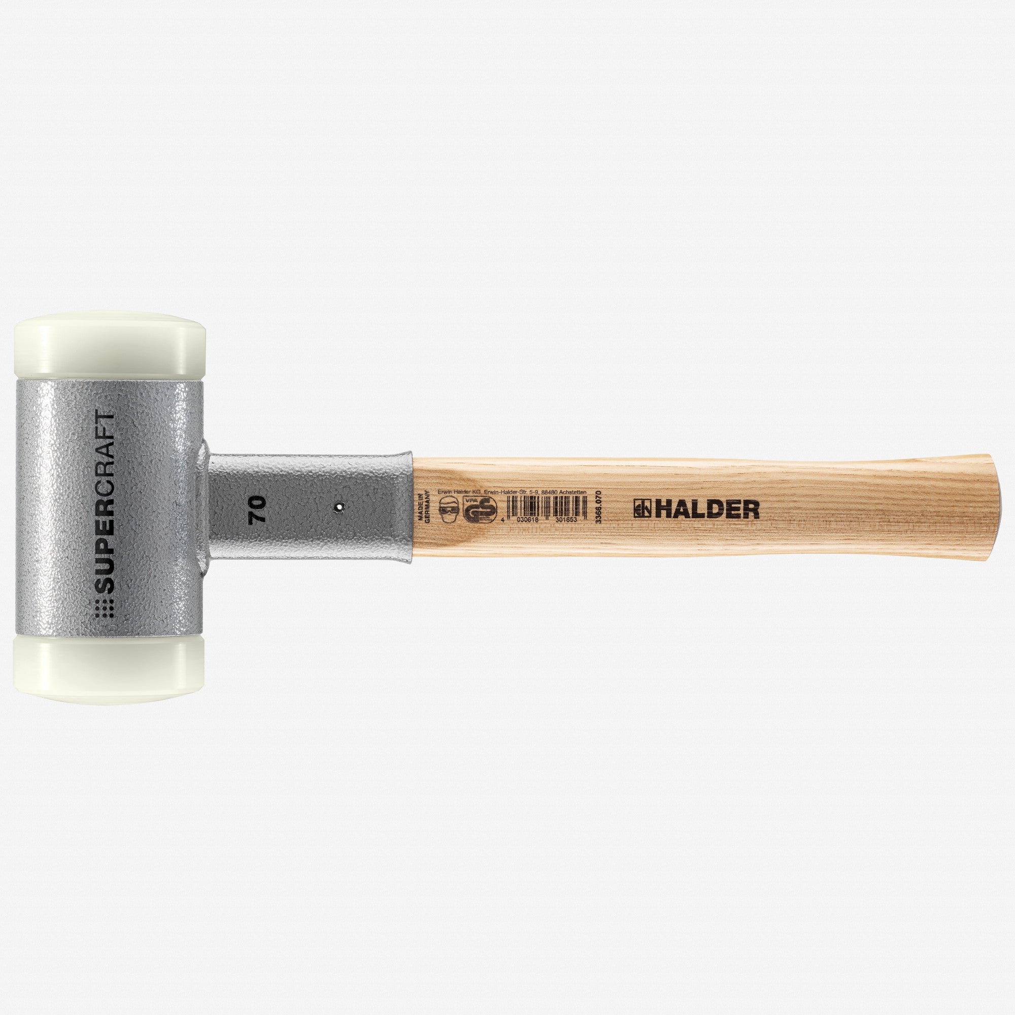 Halder Supercraft Dead Blow, Non-Rebounding Mallet with Nylon Face Inserts and Steel Housing, 2.76" / 78.13 oz.