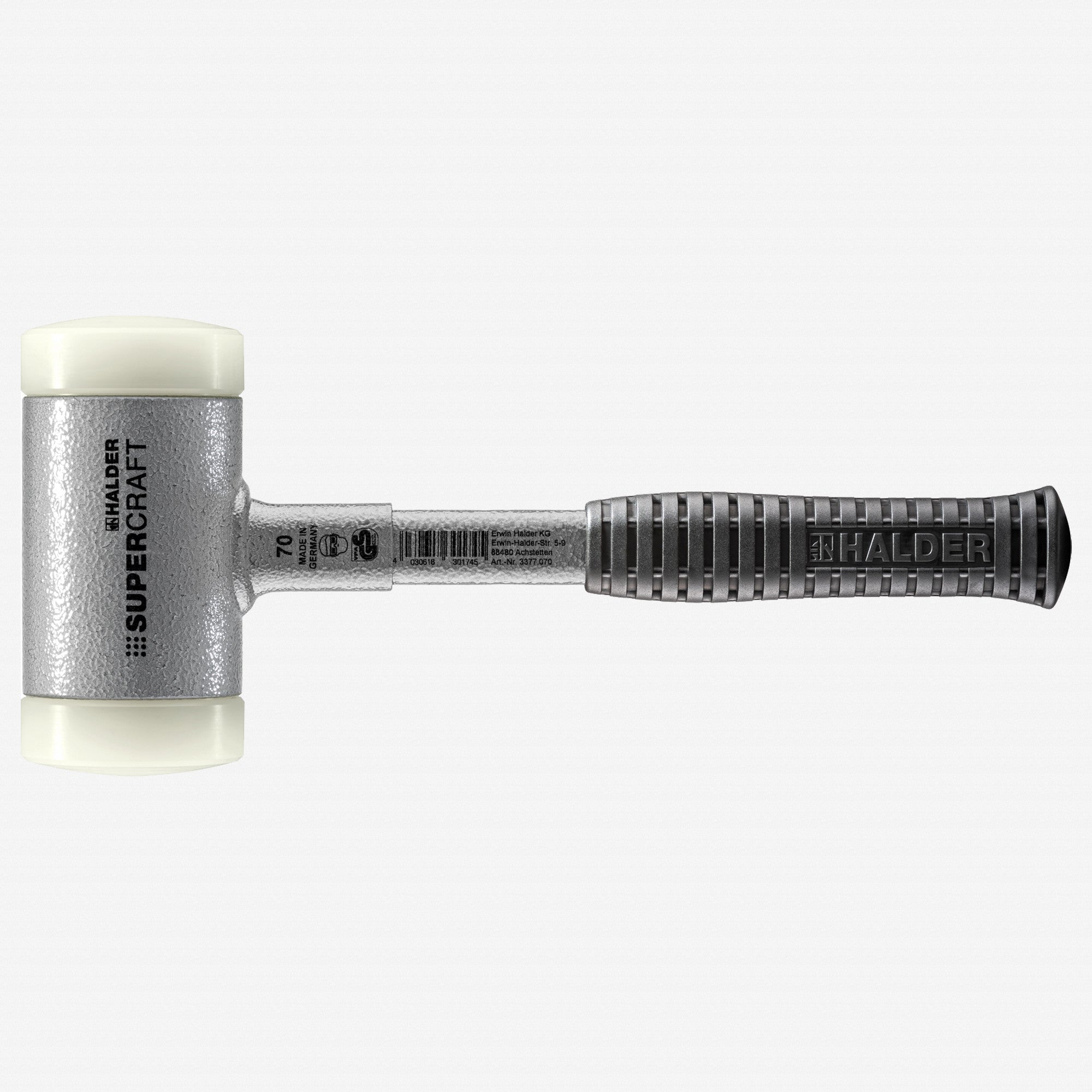 Halder Supercraft Dead Blow, Non-Rebounding Mallet with Nylon Face Inserts and Steel Housing, 2.76" / 79.37 oz.