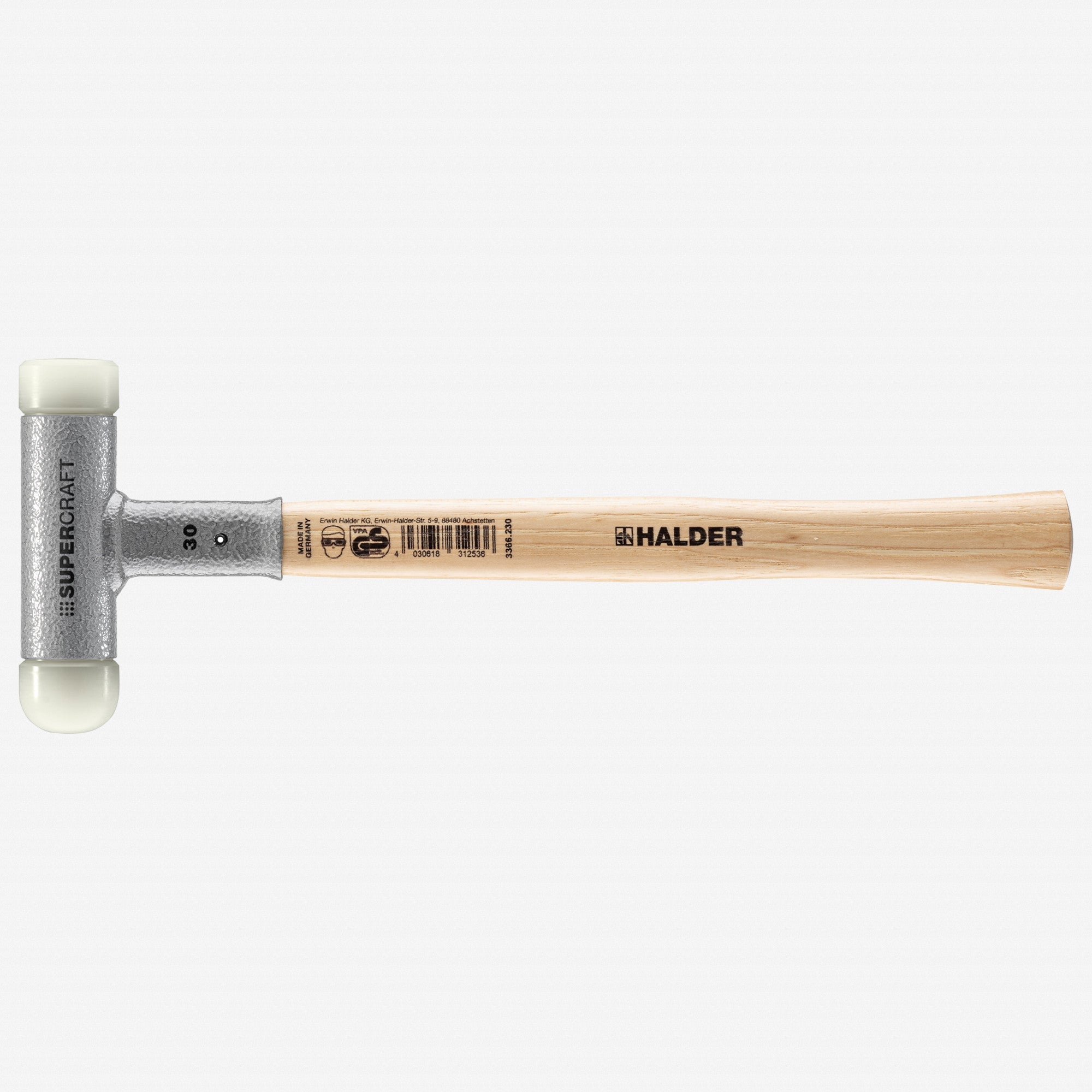 Halder Supercraft Dead Blow, Non-Rebounding Hammer with Rounded + Flat Nylon Face Inserts and Steel Housing, 1.18" / 16.23 oz.