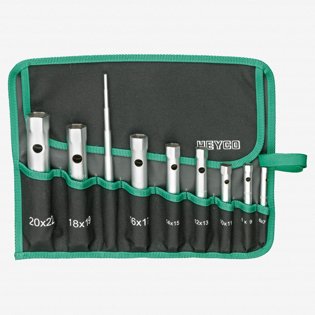 Heyco Double Ended Tubular Socket Wrench Set in Pouch, 6-22mm, 9 Pieces
