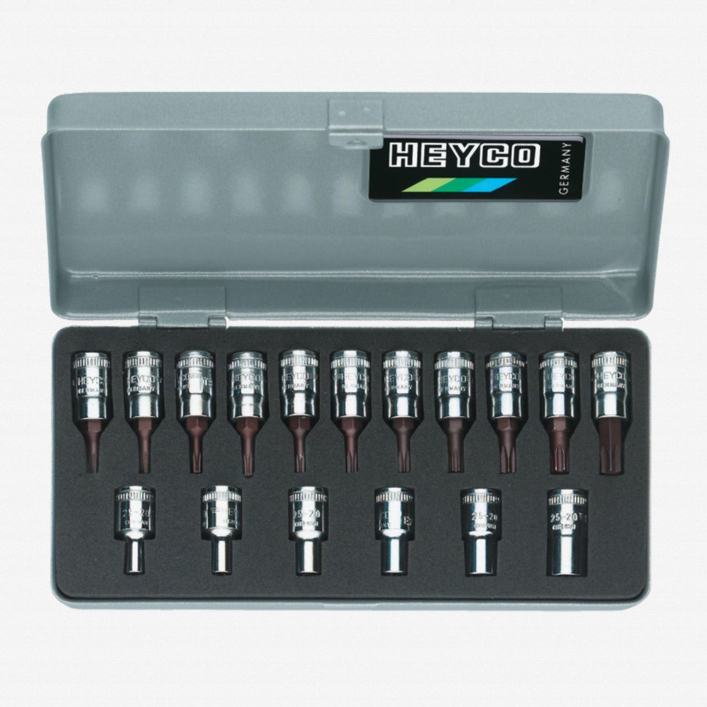 Heyco External TORX and TORX 1/4" Drive Socket Set, 17 Pieces