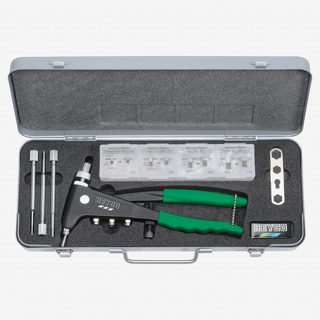 Heyco Hand Rivet Nut Tool Kit in Metal Case