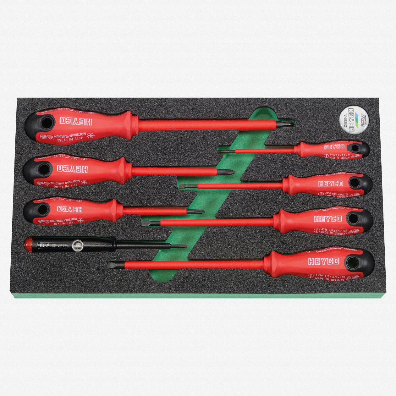 Heyco Insulated VDE Phillips/Slotted Screwdriver Set, 8 Pieces