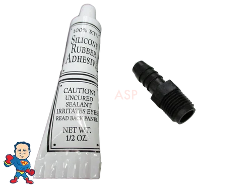 Hot Tub Pump Air Bleeder Fitting 1/4″ MPT x 3/8″ Barb w/ Silicone Sealer – Universal Spa Part