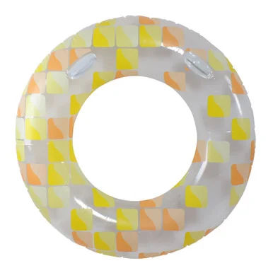 Inflatable Yellow and Orange Mosaic Swimming Pool Ring Float, 47-Inch: Stylish and Durable Fun for the Sun!