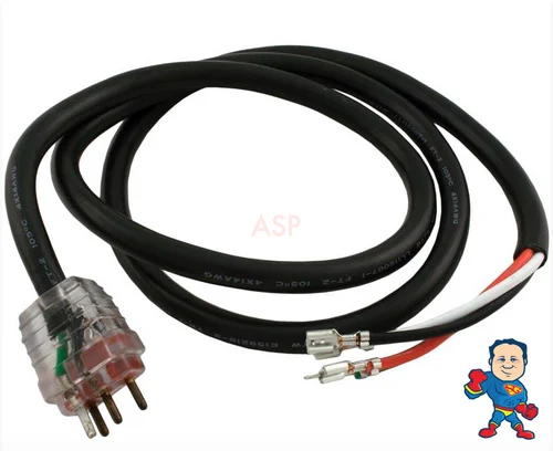 J&J 2-Speed Pump Cable – Molded Male Plug, Clear Lighted, 115V/230V 15A, 14/4 Wire