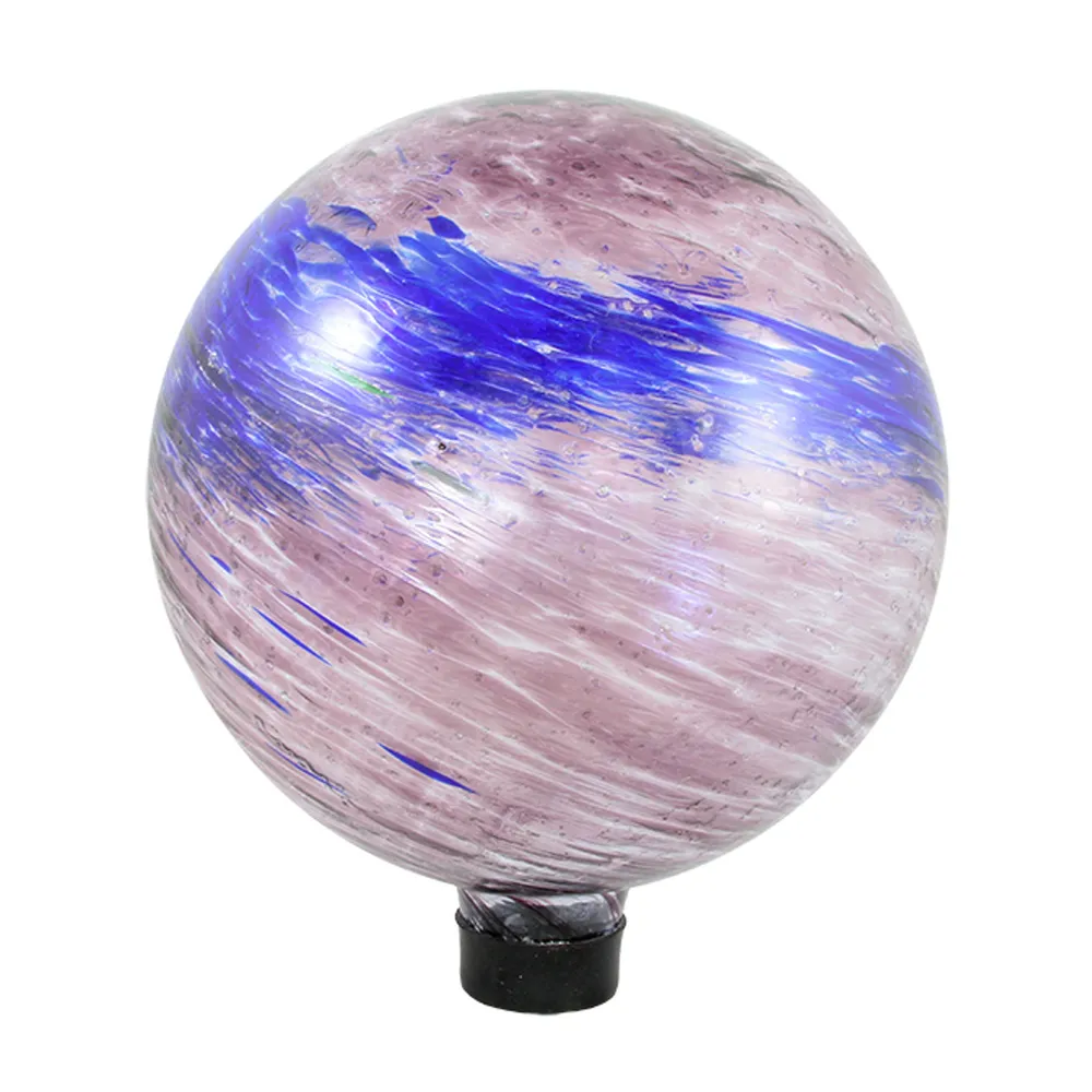 10″ Dusky Rose Pink and Blue Swirled Glass Outdoor Patio Garden Gazing Ball