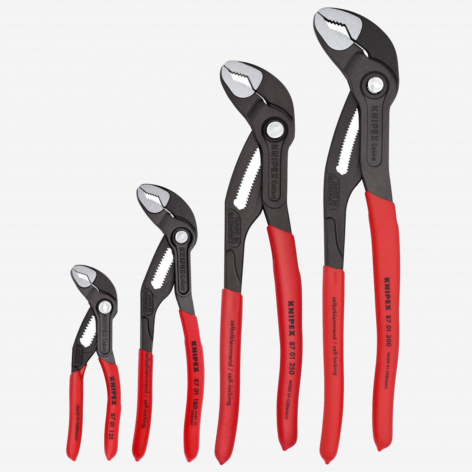 Knipex 5", 7", 10", & 12" Cobra Pliers Set, 4 Pieces