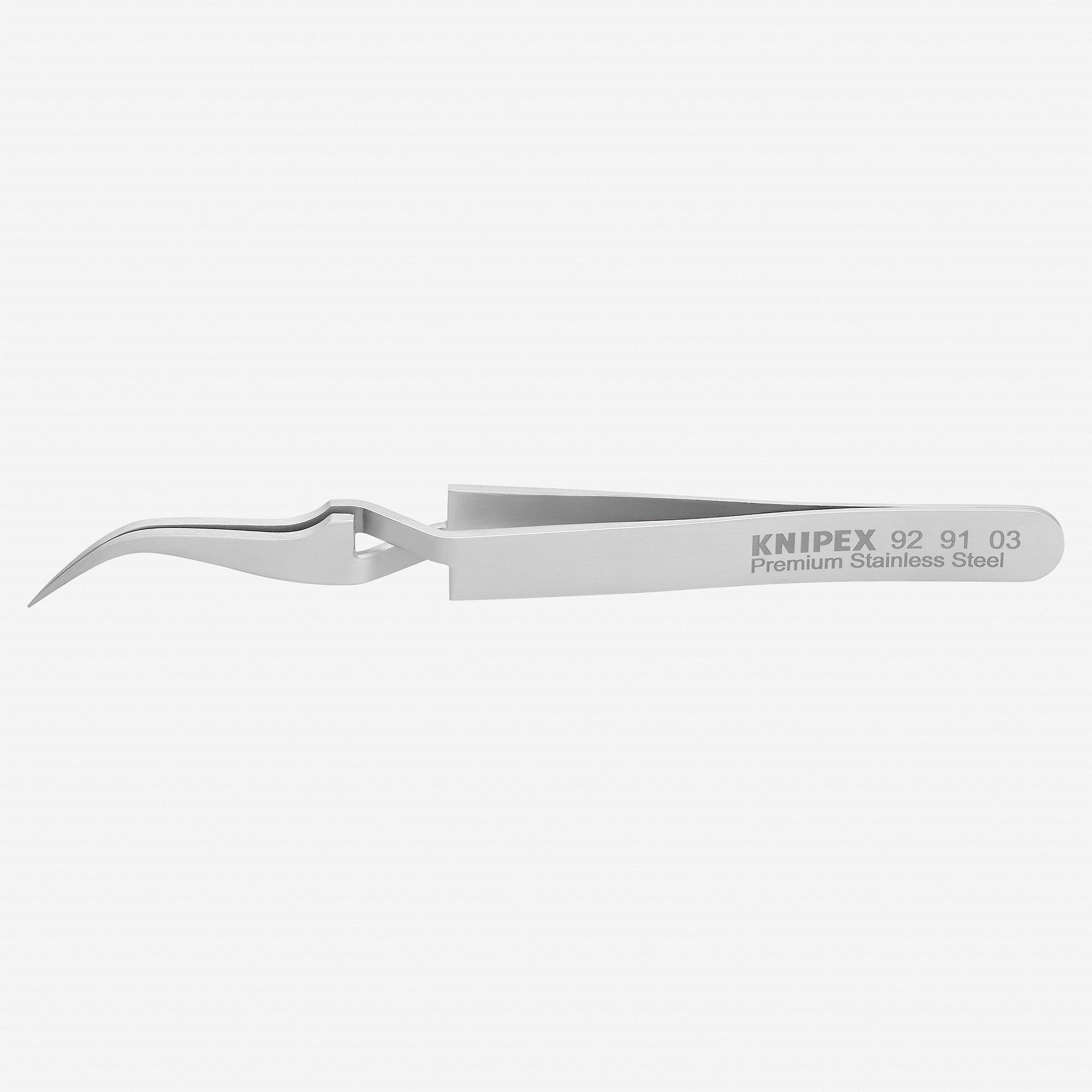 Knipex Stainless Steel Gripping Cross-Over Tweezers, Angled, Needle-Point Tips, 4.5"