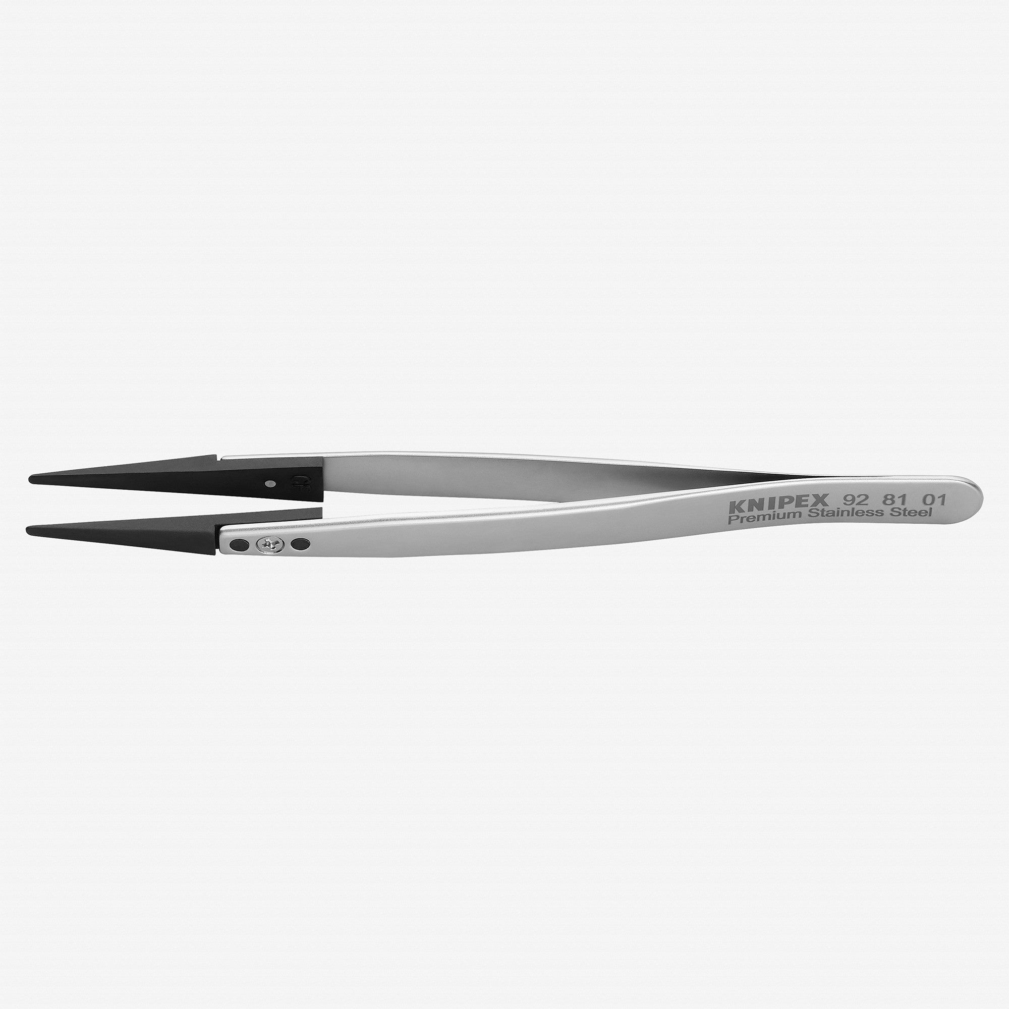 Knipex Stainless Steel Gripping Tweezers, Replaceable ESD Tips, 5.25" - Blunt 01
