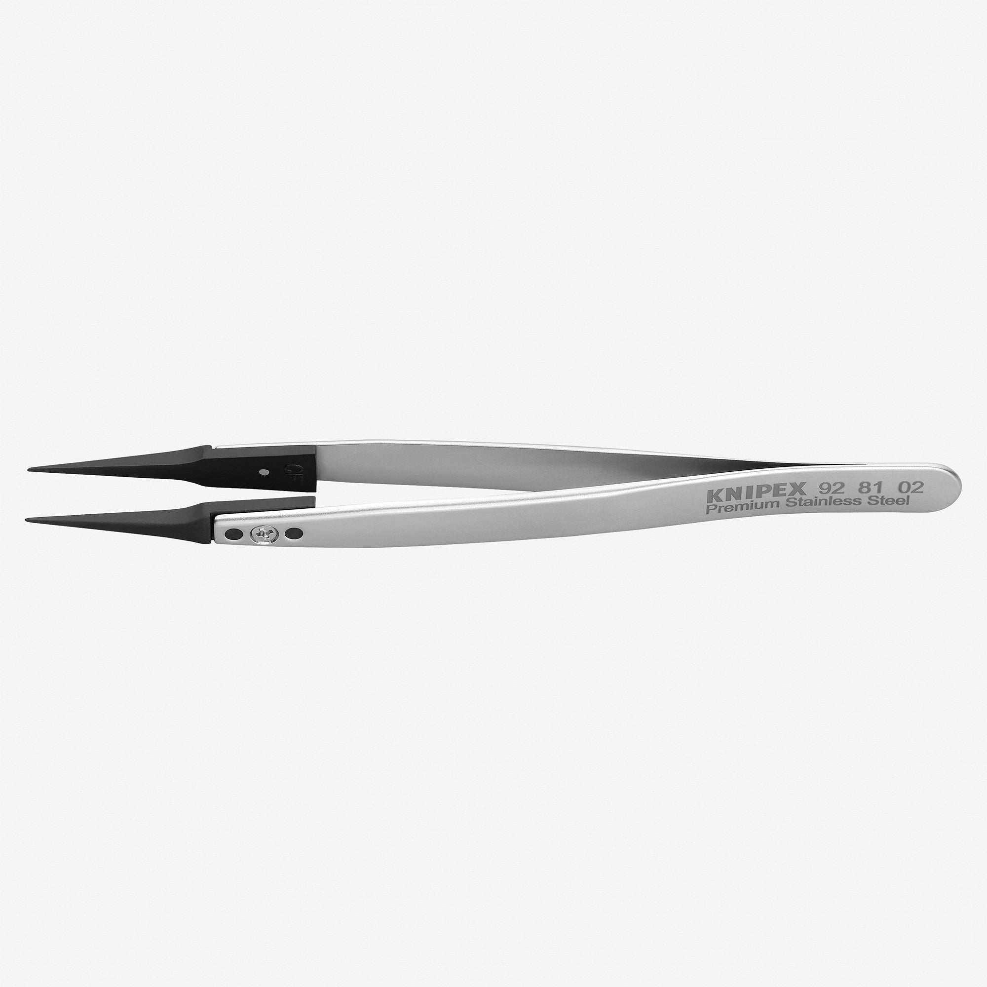Knipex Stainless Steel Gripping Tweezers, Replaceable ESD Tips, 5.25" - Pointed 02