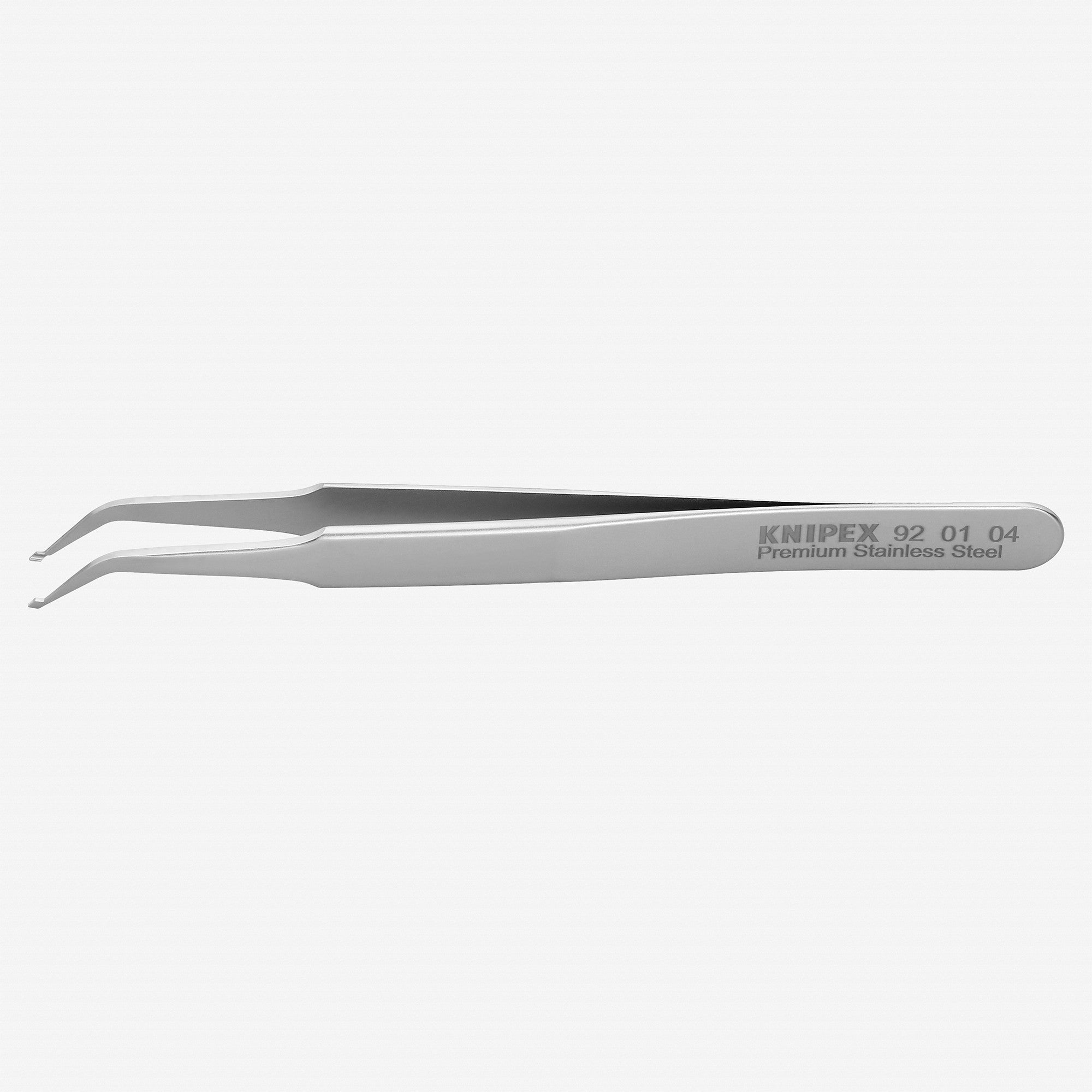 Knipex Stainless Steel SMD Positioning Tweezers, Angled, 4.5", Shaped Tips