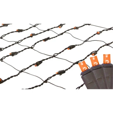 LED Net Style Tree Trunk Wrap Christmas Lights – Orange – 2′ x 8′ – Brown Wire