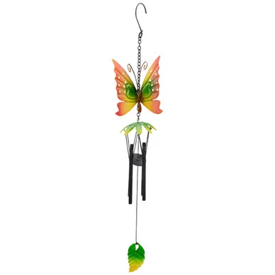 Melodic 19″ Red Metal Butterfly Garden Windchime – Serene Outdoor Décor