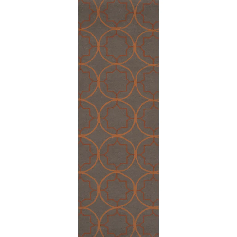 2.5′ x 8′ Serene Stars Charcoal and Amber Hand Hooked Outdoor Area Rug Runner