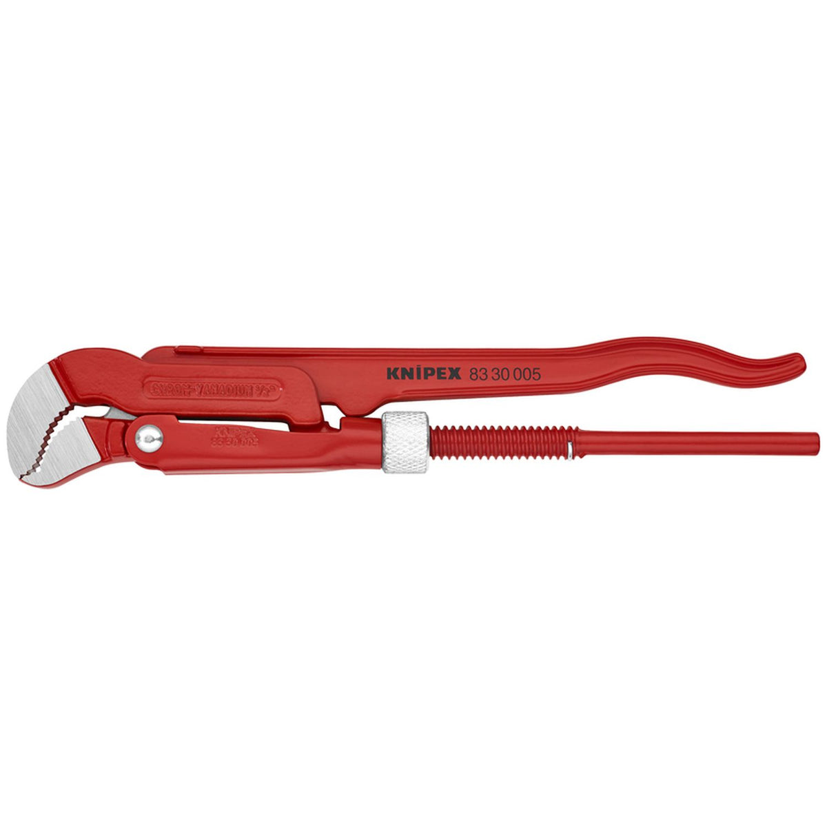 Knipex 8330005 Swedish Pipe Wrench S-Type 10.5" Bare Handles, induction-hardened teeth