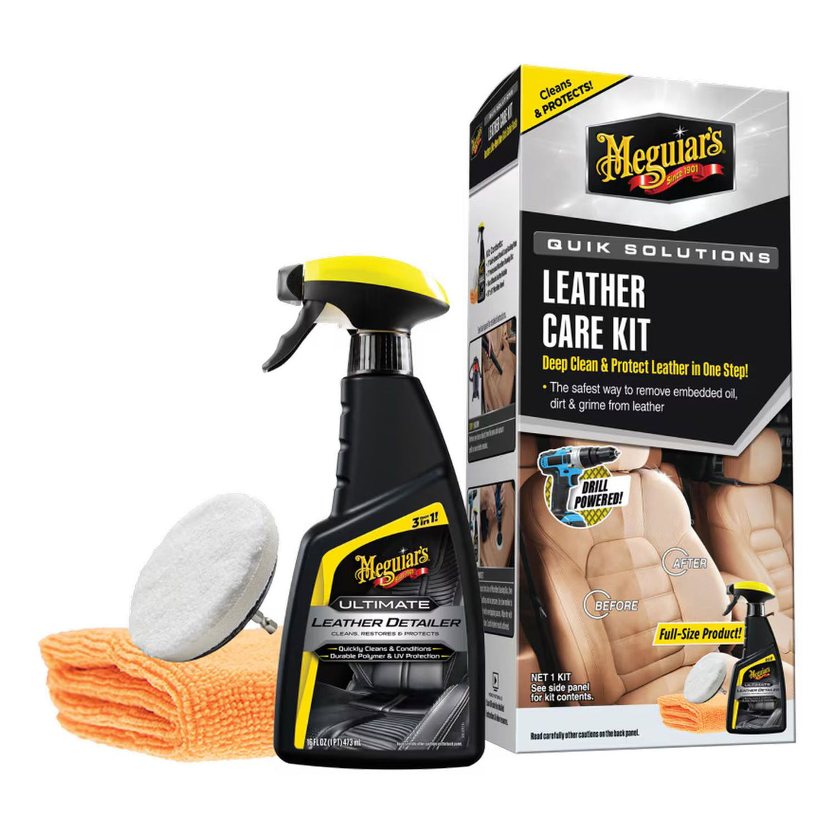 Meguiar's G55266 Leather Care Kit with 3" Backing Plate and Microfiber Disc, 4/CV