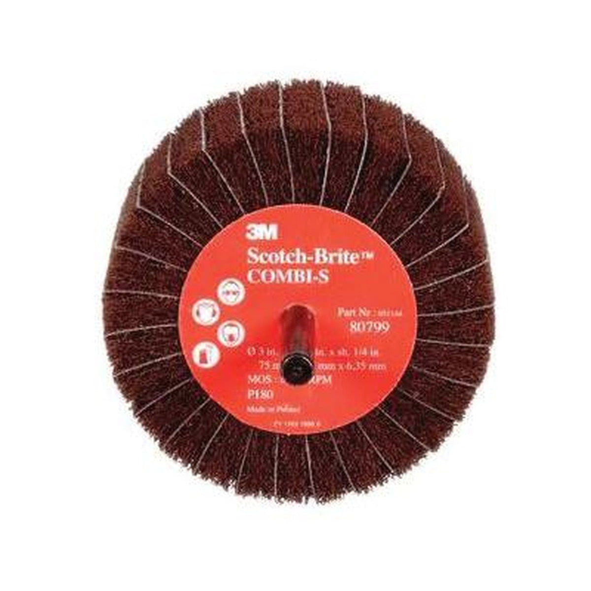 3M 80678 Scotch-Brite Flap Wheel 3 in x 1-3/4 in face P120 Grit - for surface finishing