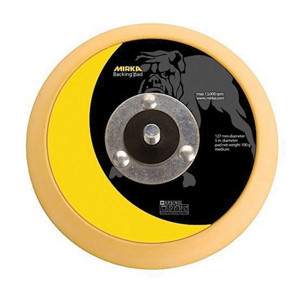 Mirka 105GG Grip Faced Back-Up Pad 5 in Yellow Foam/Black Hub Hook-and-Loop