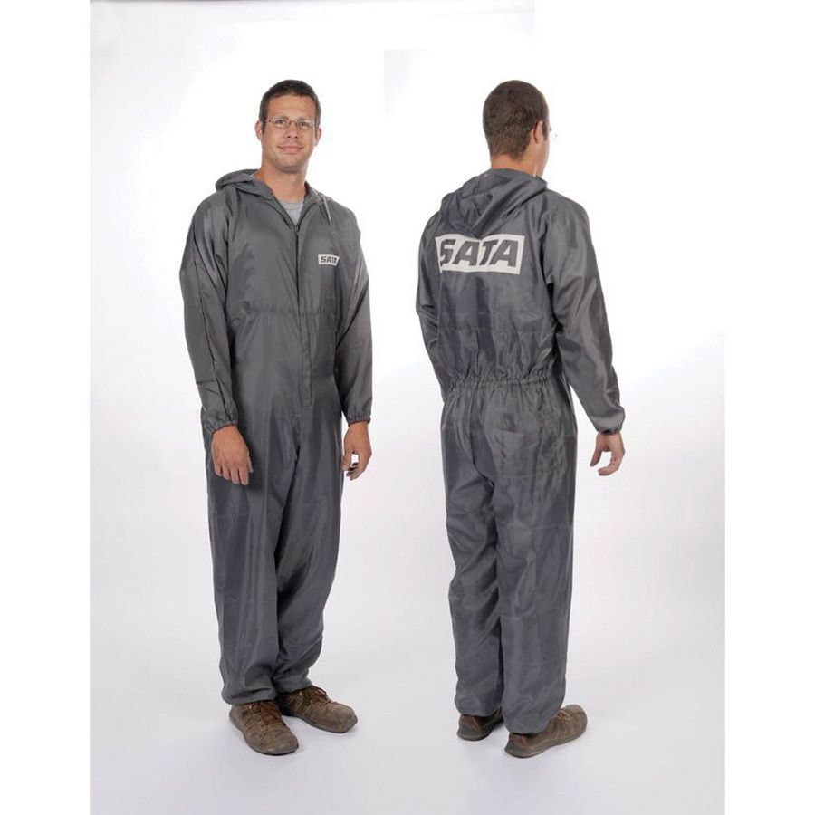 SATA 520062G Paint Suit, Gray, 3X-Large, Elastic Waist, Breathable Polyester