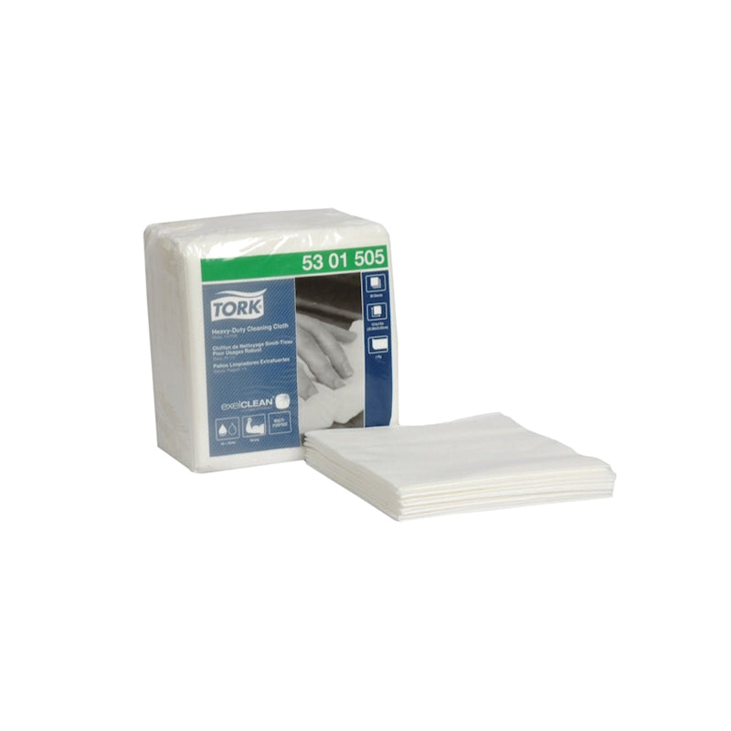 Tork Heavy Duty 1/4 Fold Cleaning Cloth 5301505, 13 in x 12.6 in, White, 50-Count