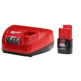 Milwaukee M12 REDLITHIUM 2.0Ah Battery and Charger Starter Kit