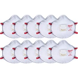 Milwaukee 10pk N95 Valved Respirators w/ Gasket