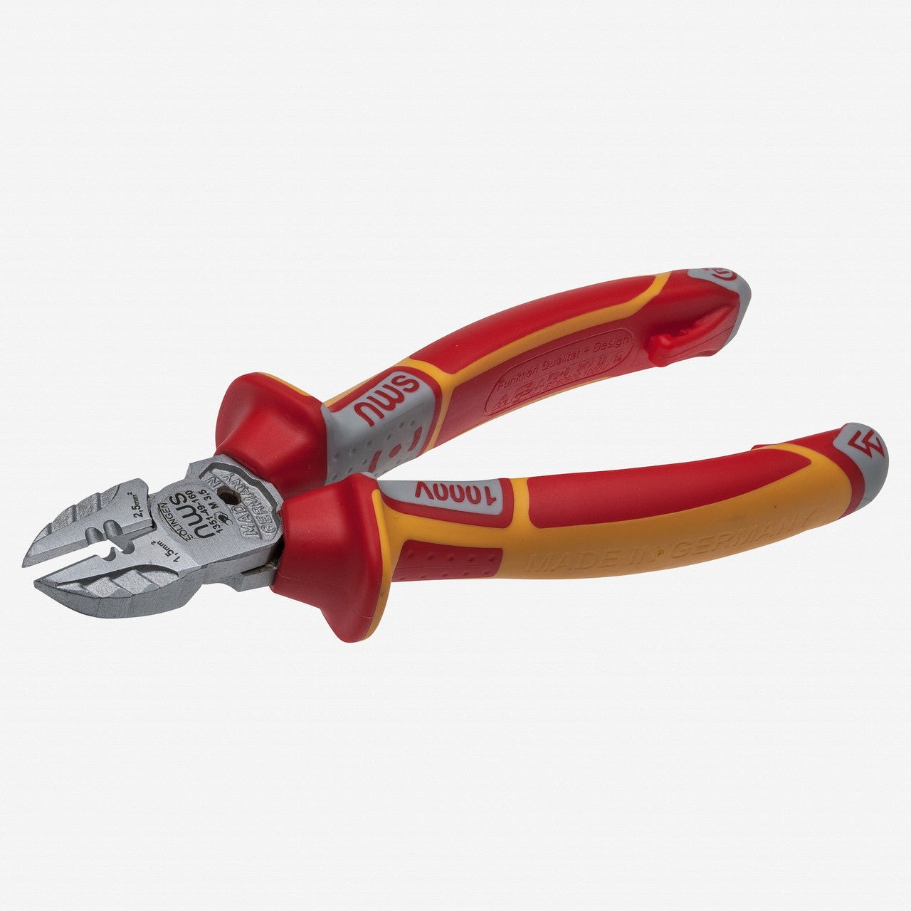 NWS 6.25" Electrician's Side Cutter+ VDE- Matte Chromium - SoftGripp, Tethered Attachment