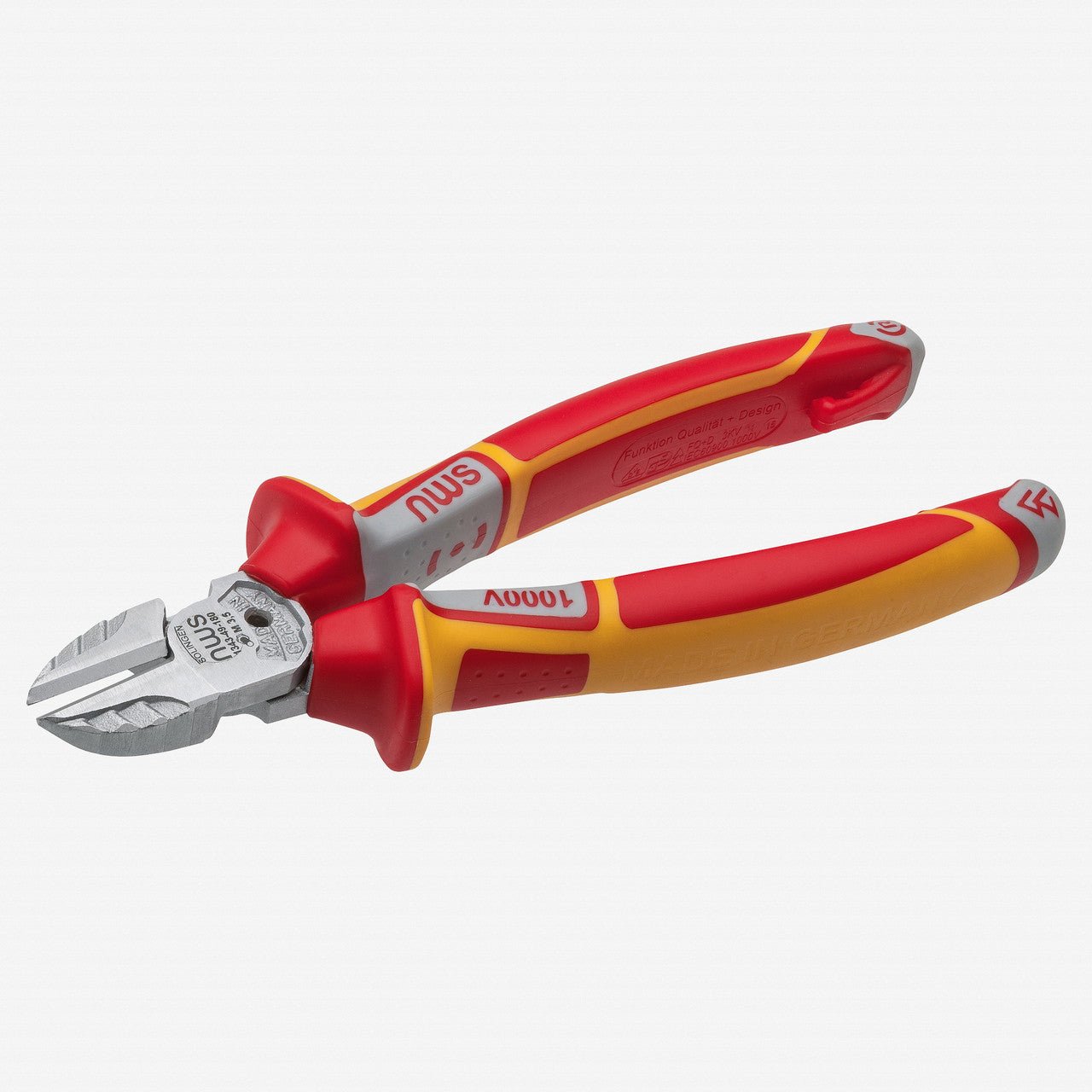 NWS 6.25" Side Cutter+ VDE - Matte Chromium - SoftGripp, Tethered Attachment