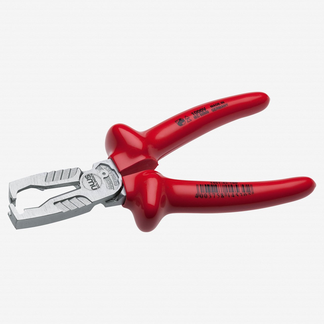 NWS 7" Multifunctional Wire Stripping Pliers MultiCutter 1000V - Matte Chromium - Plastic Grip