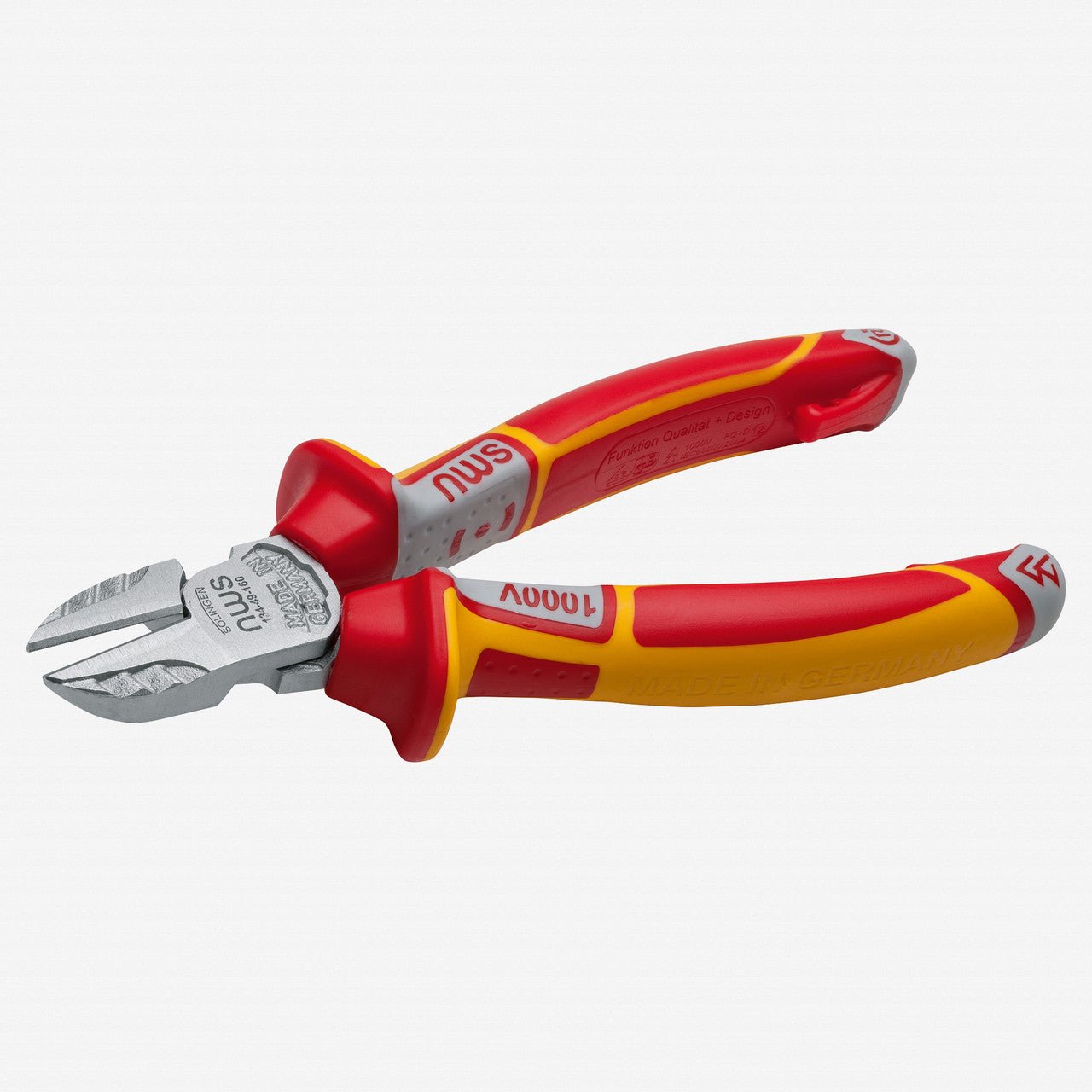 NWS 7" Side Cutter VDE - Matte Chromium - SoftGripp, Tethered Attachment