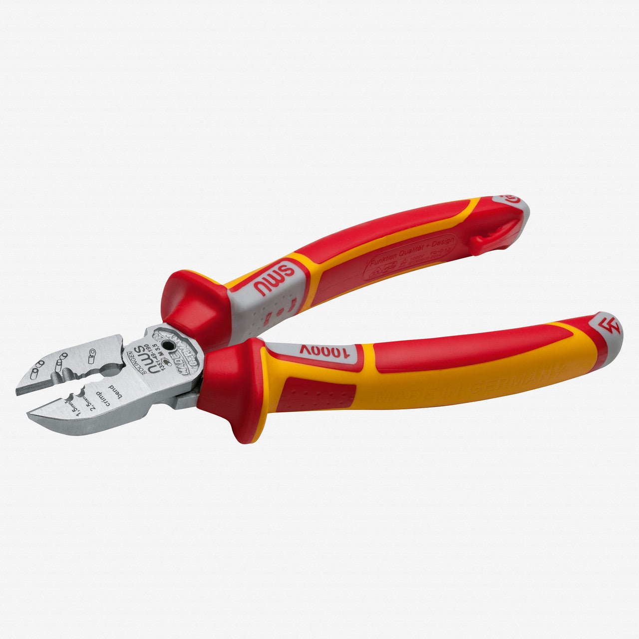 NWS 7.5" Electrician's Side Cutter+ VDE- Matte Chromium - SoftGripp, Tethered Attachment