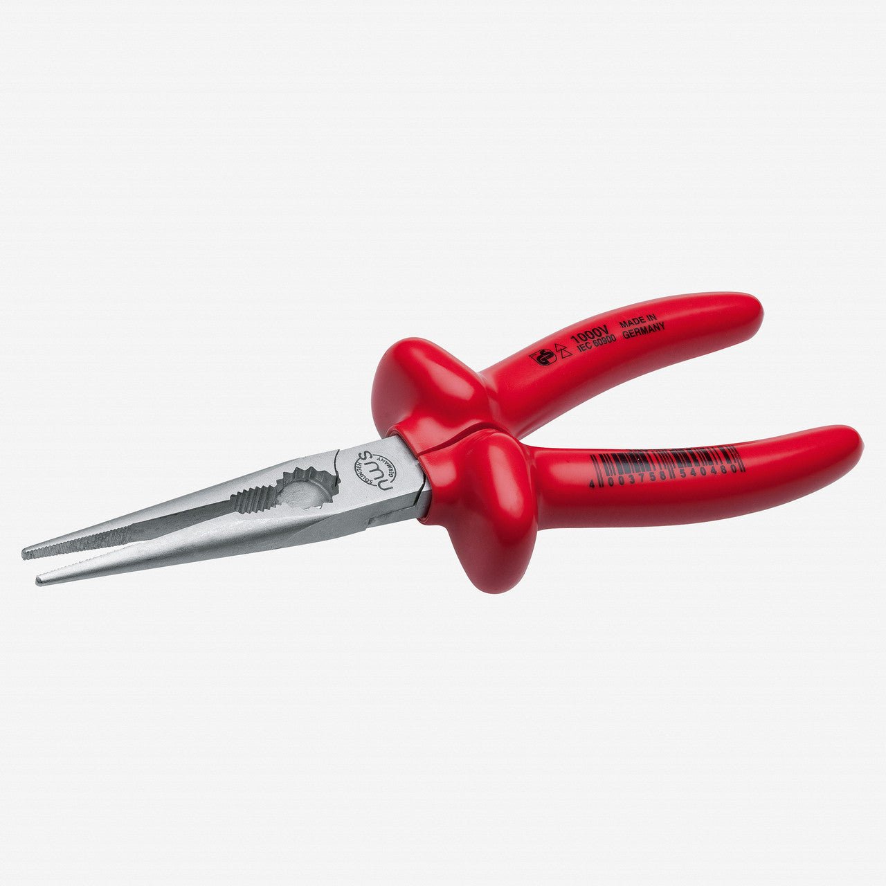 NWS 8" Chain Nose Pliers (Radio Pliers) 1000V - Matte Chromium - Plastic Grip