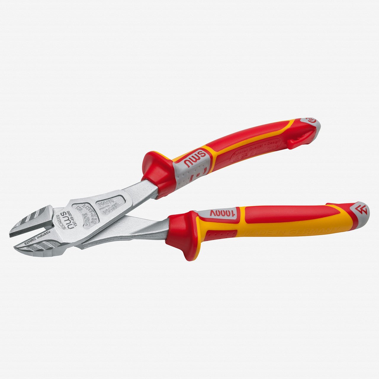NWS 8" Heavy Duty Side Cutter VDE - Matte Chromium - SoftGripp, Tethered Attachment
