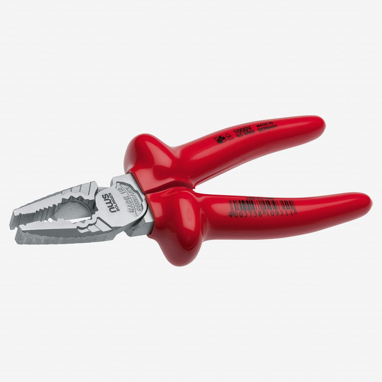 NWS 8" High Leverage Combination Pliers CombiMax 1000V - Matte Chromium - Plastic Grip