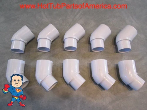 Pack of 10 – 2 Inch 45 Degree PVC Elbow Fittings Street x Slip for Hot Tub Spa Plumbing