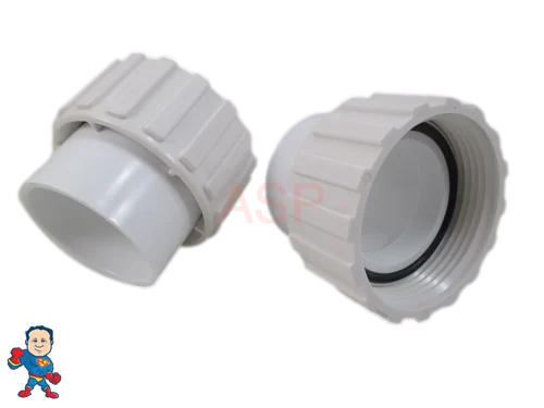 Pair of 1 1/2″ Slip x 1 1/2″ Spa Pump Unions with Gasket/O-Ring – Hot Tub Plumbing Fittings