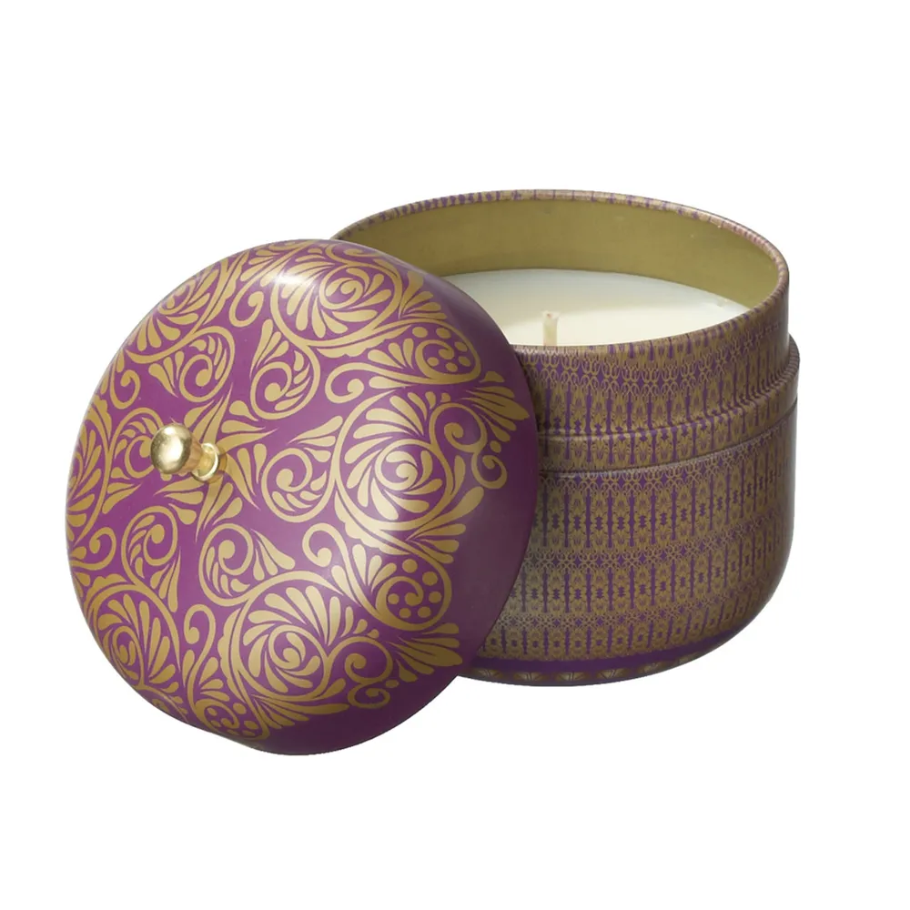 Set of 4 SoyVeda Vintage Amethyst Scented Travel Tin Candles 8 oz.
