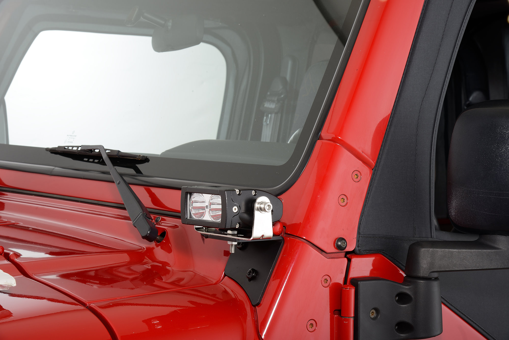 Quadratec 4" Rectangular LED Lights with Wiring Harness & Windshield Mount Brackets for 97-06 Jeep Wrangler TJ & Unlimited
