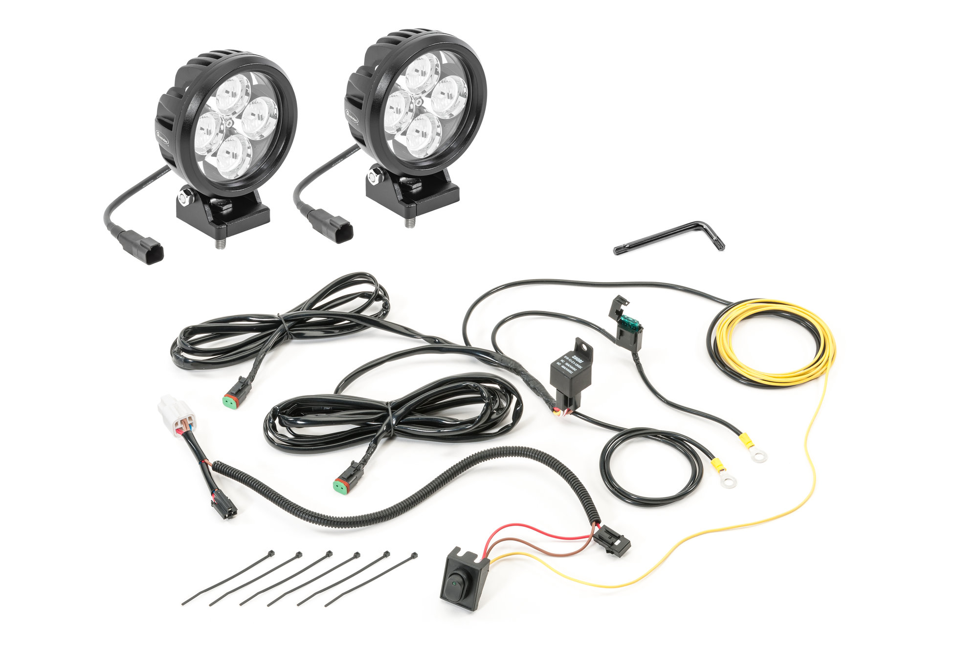 Quadratec 4" Round LED Lights with Wiring Harness