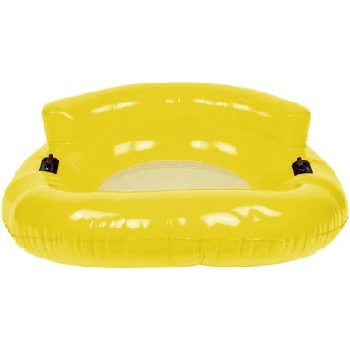 Relax in Style with a Sturdy 43″ Yellow Bubble Seat Inflatable Pool Float with Mesh Bottom and Safety Handles
