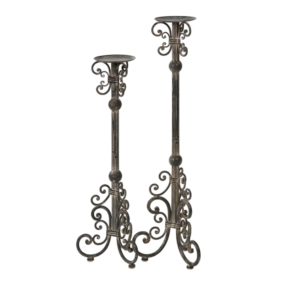 Set of 2 Distressed Baton Rouge Inspired Pillar & Votive Candle Holder Stands
