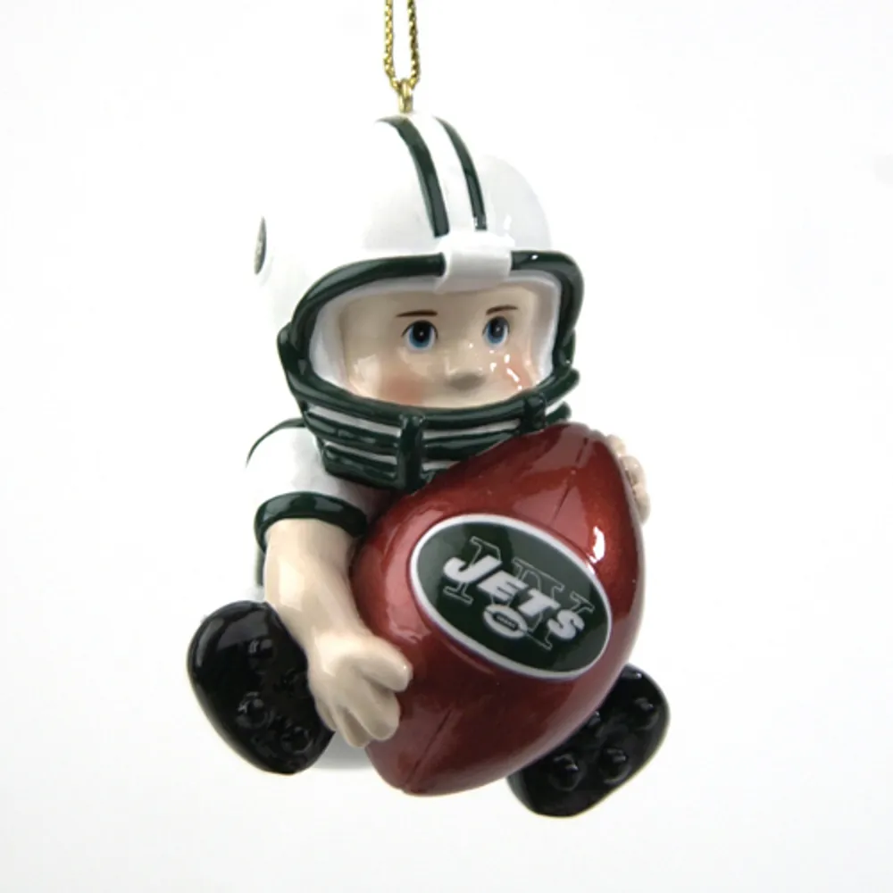 Pack of 3 NFL New York Jets Little Guy Football Player Christmas Ornaments 3″