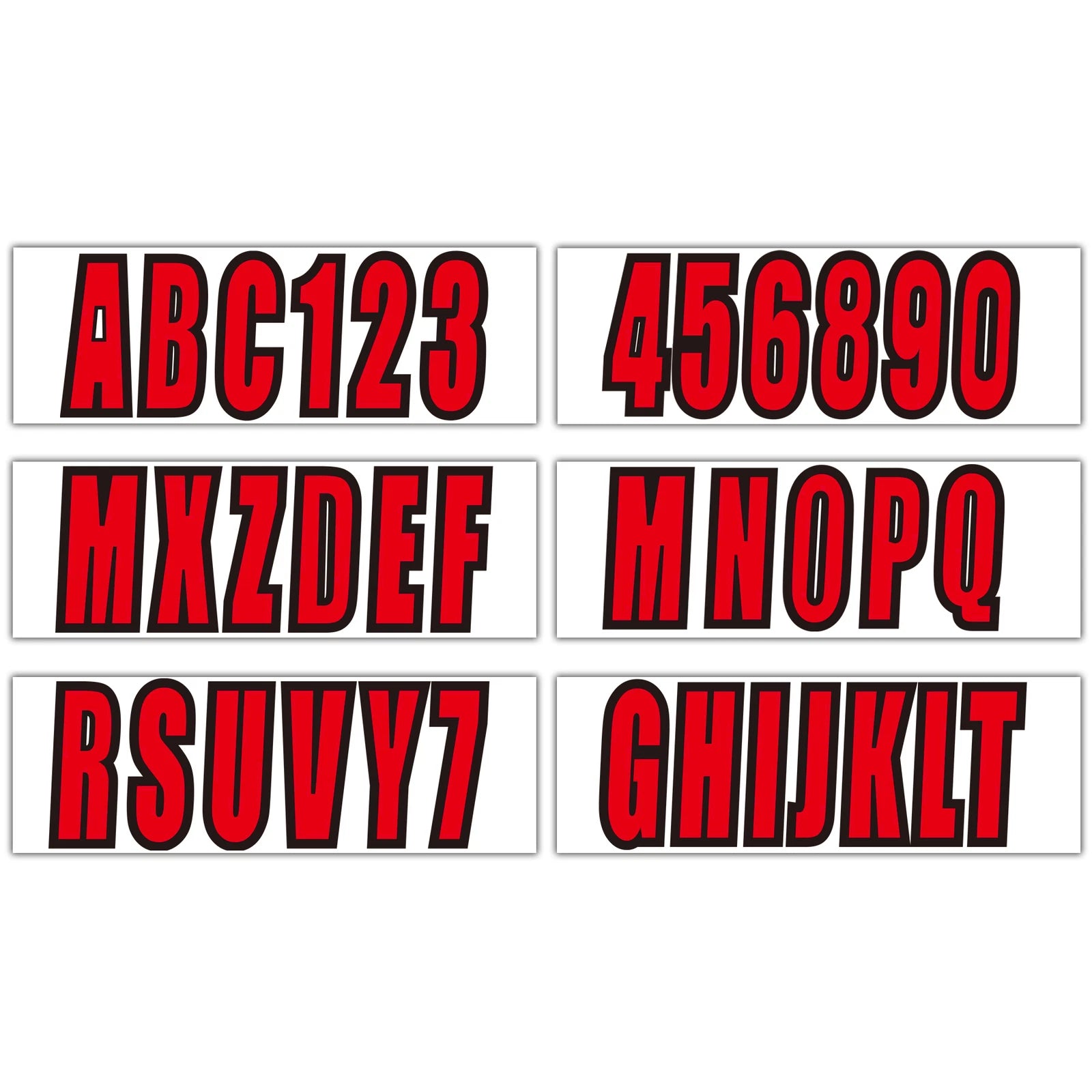 Set of 4 Custom Boat Registration Numbers Decal Stickers A-Z 0-9 Red